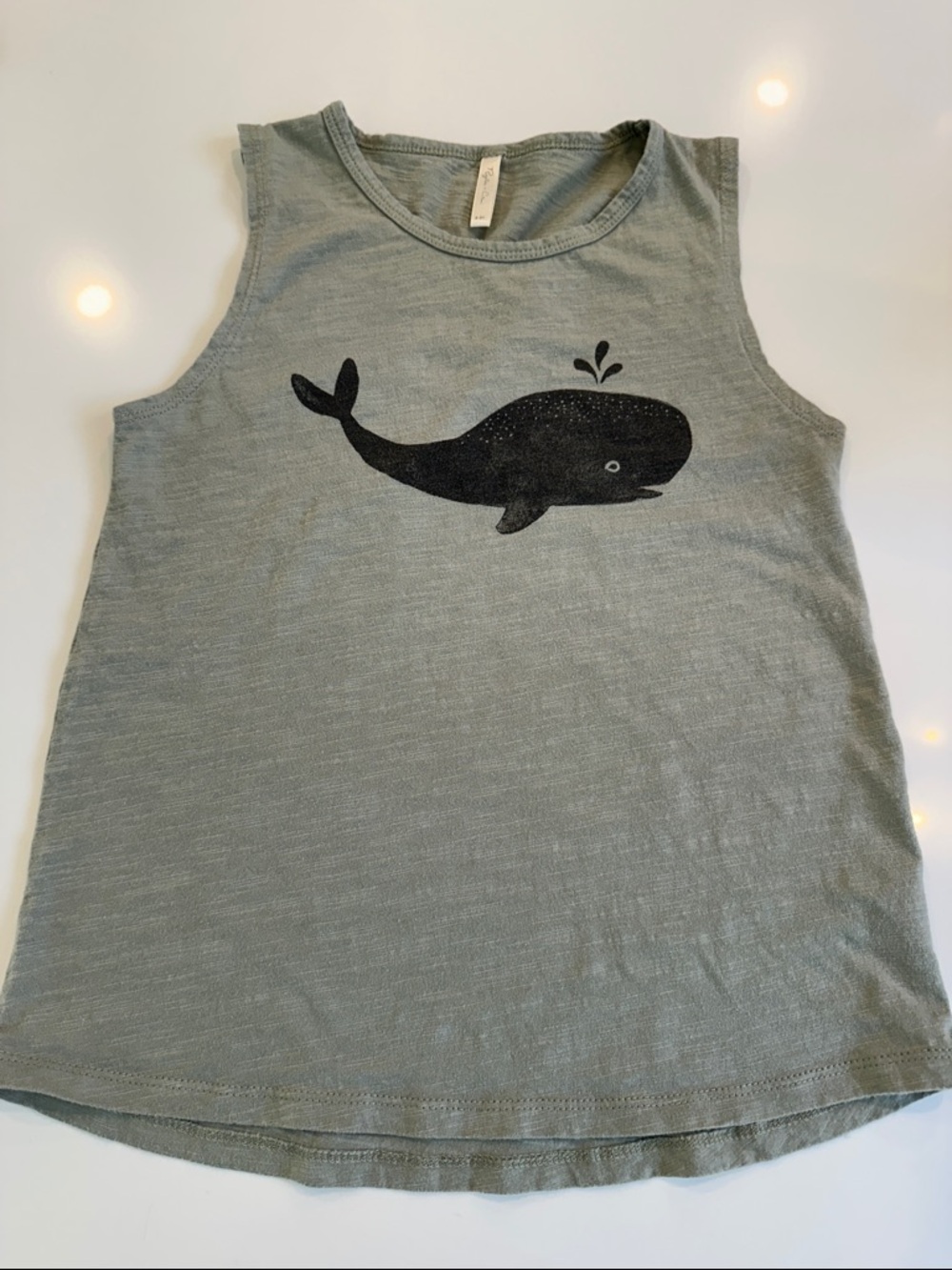 Rylee + Cru Kids Sage Green Whale Graphic Slub‎ Knit Tank Top Size 8-9Y